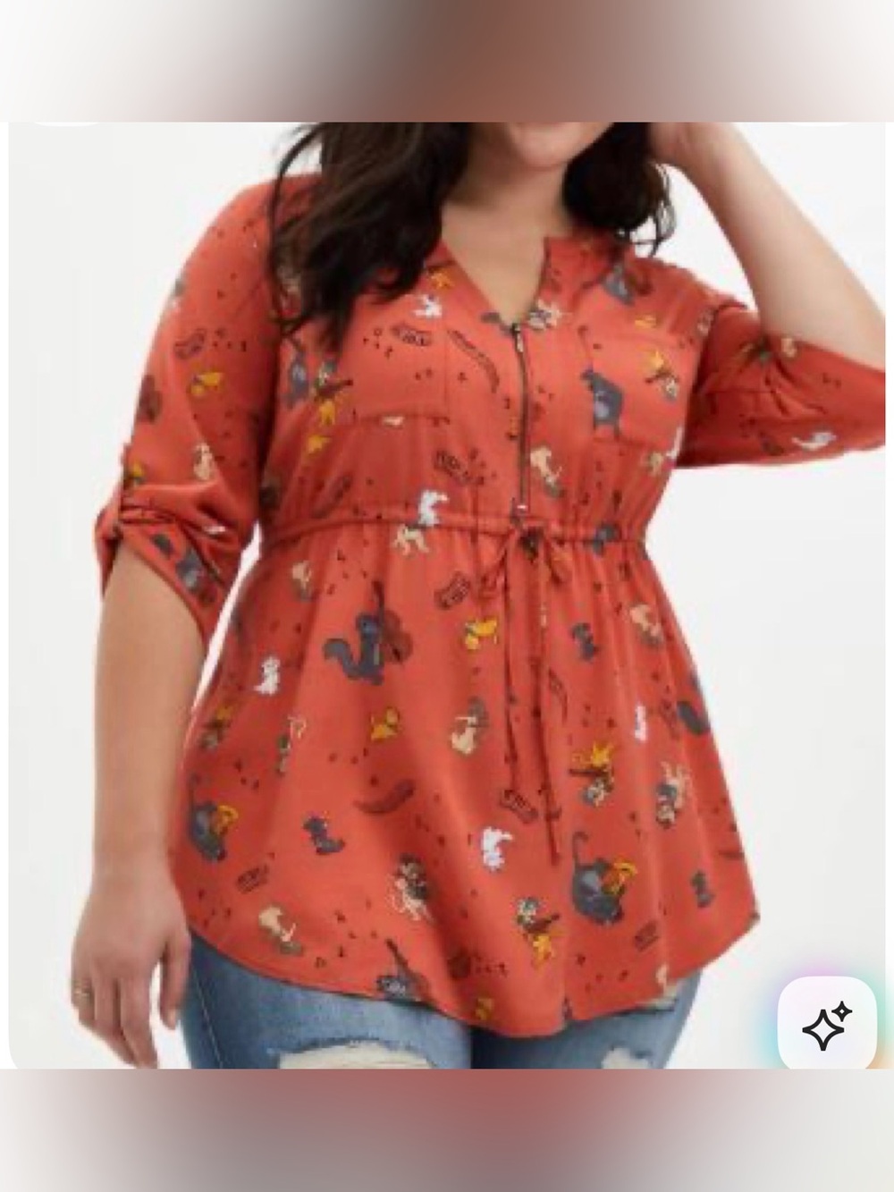 NWT Torrid Disney Aristocats long sleeve zipper front blouse size 4X
